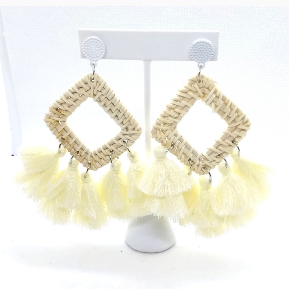 BRAND NEW. Bohemian earrings for women , white / cream